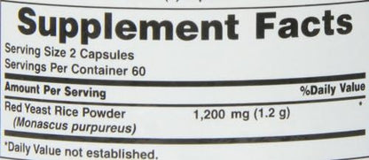 Nature's Bounty Red Yeast Rice Pills and Herbal Health Supplement, Dietary Additive, 600mg, 120 Capsules (Pack of 2)