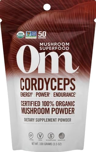 OM MUSHROOM SUPERFOOD Cordyceps Organic Mushroom Powder, 3.5 Ounce, 50 Servings, Energy, Power, Stamina and Endurance Support, Superfood Supplement for Sports Performance
