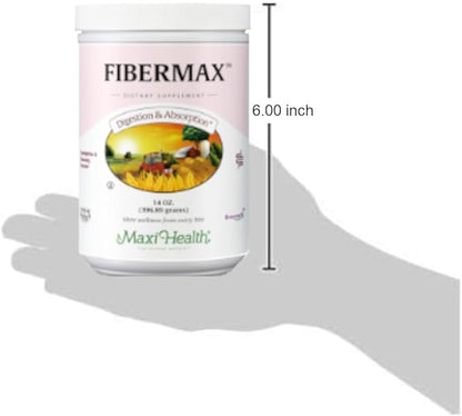 Maxi Health Fibermax Powder - Cleansing Formula - Laxative for Men and Women with Psyllium Husk - 14 Ounce Bottle - Kosher Daily Fiber Supplement