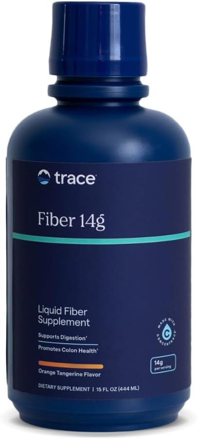 Trace Minerals Fast Absorbing Fiber 14 g - Fiber Supplement with Aloe Vera, Apple Juice & Boron - Healthy Digestion Support with Prebiotic Fiber - Orange Tangerine Flavor, 15 fl oz (15 Servings)