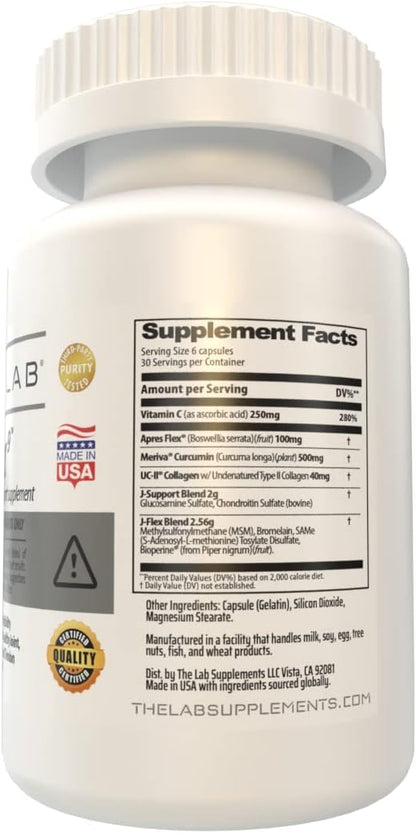 J-FLEX9 Advanced Joint Health Supplement + Cartilage Support & Tendon Function | Synergy of 9 Ingredients Including Chondroitin, Glucosamine, MSM, Curcumin, Boswellia Serrata, Collagen. Made in USA.