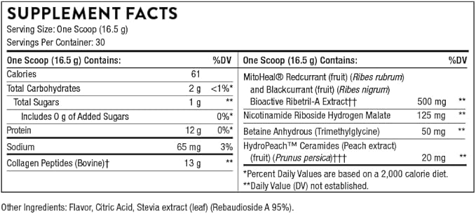 THORNE Collagen Plus - Collagen Peptides Powder with Nicotinamide Riboside and Clinically Studied Ingredients for Skin Texture and Moisture - Healthy Skin, Hair, and Nails* - 17.5 Oz - 30 Servings