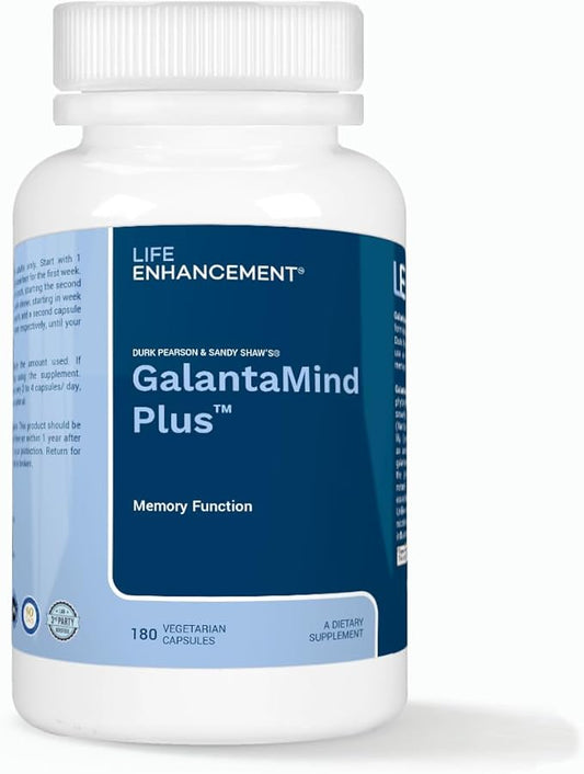 Life Enhancement Galantamind Brain Supplement for Memory and Focus - Vitamin B5 & Galantamine Supplement - Mental Clarity & Cognitive Enhancement (4mg - 180 Capsules, Galantamind Plus)