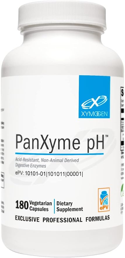XYMOGEN PanXyme pH - Digestive Enzymes for Gut Health - Amylase, Lipase, and Protease Enzyme Supplement - Gut Health Supplements for Digestion Support - Gluten Free + Vegan (180 Capsules)