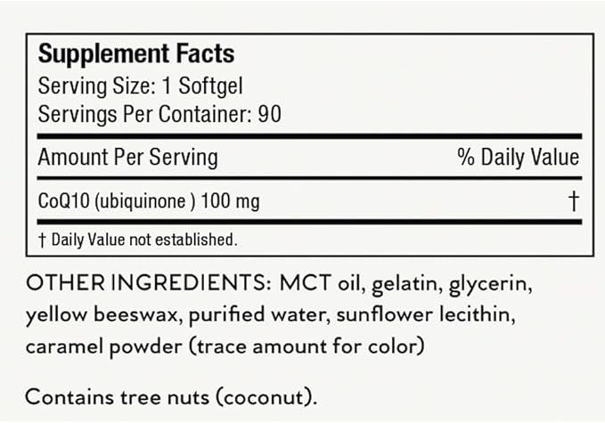 Nutri-Rich CoQ10 High Potency 100mg Coenzyme Q10, Ubiquinone, Antioxidant for Heart Health & Cellular Energy, Naturally Fermented, for Aging & Statin Usage, 3 Month Supply (90 Softgels)