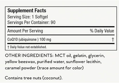 Nutri-Rich CoQ10 High Potency 100mg Coenzyme Q10, Ubiquinone, Antioxidant for Heart Health & Cellular Energy, Naturally Fermented, for Aging & Statin Usage, 3 Month Supply (90 Softgels)