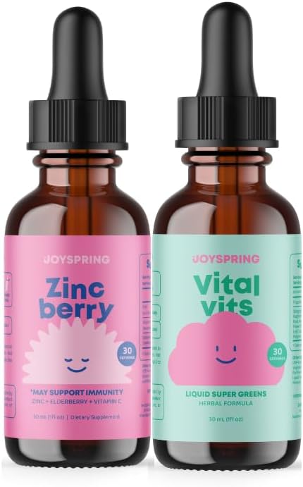 JoySpring Kids Zinc and Vitamin C and Liquid Multivitamin Drops for Kids