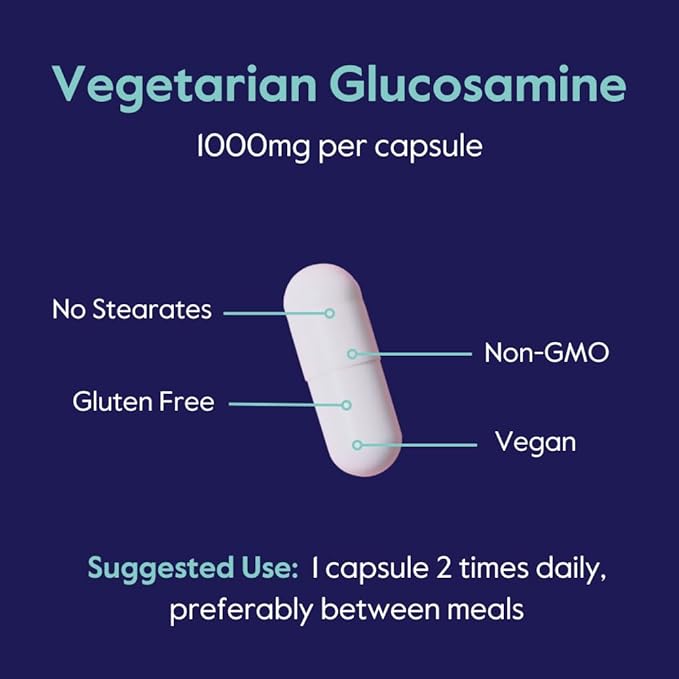BESTVITE Vegetarian Glucosamine 1000mg (120 Vegetarian Capsules) - No Stearates - No Fillers