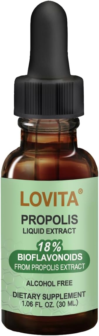Lovita Bee Propolis 500 mg Liquid Extract | 5:1 Propolis Extract | Alcohol Free | Immune Support | 1 Fl Oz