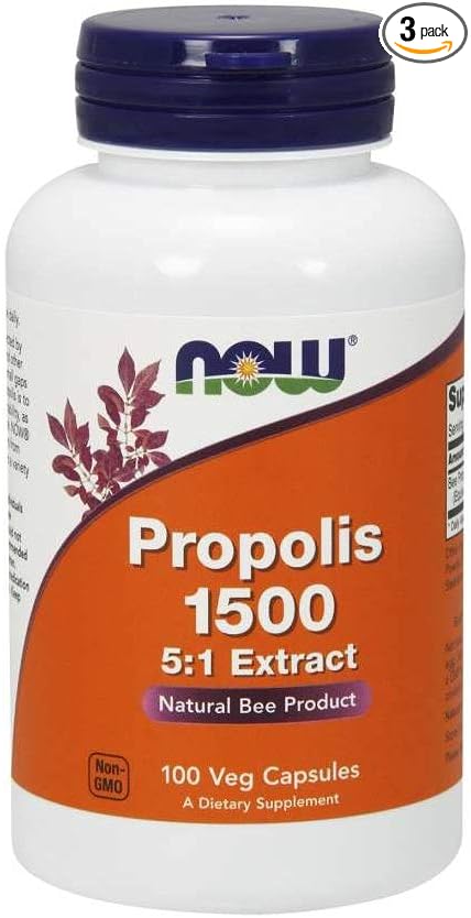 Now Foods Propolis 1500 mg 100 capsules (Pack of 3)