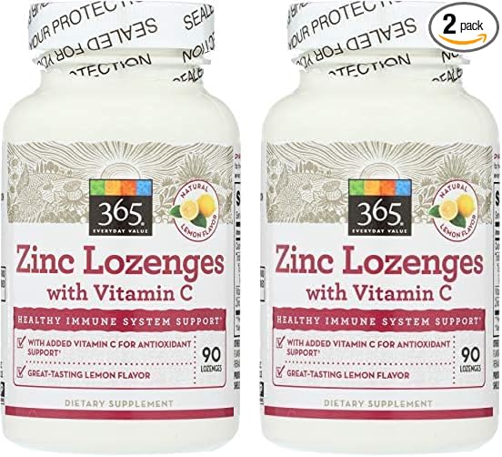 365 Everyday Value, Zinc Lozenge with Vitamin C, 90 ct (Pack of 2)