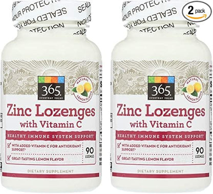 365 Everyday Value, Zinc Lozenge with Vitamin C, 90 ct (Pack of 2)