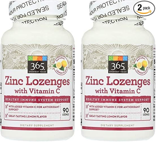 365 Everyday Value, Zinc Lozenge with Vitamin C, 90 ct (Pack of 2)