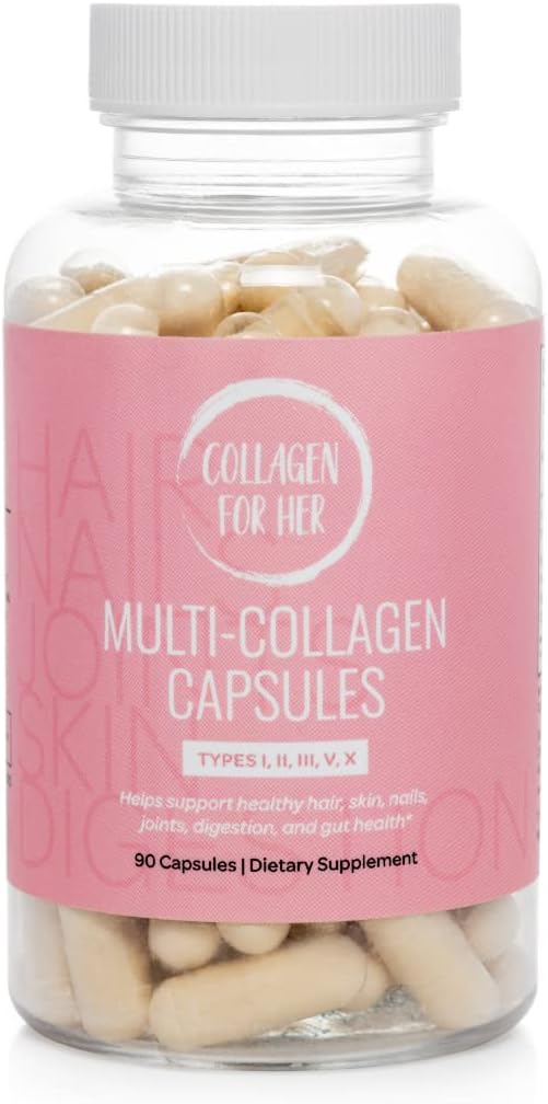 Multi Collagen Capsules for Women (Types I, II, III, V, X,) Hydrolyzed Collagen Peptides, Vitamin Supplement for Hair, Skin, Nails, and Joint Support (90 ct.)