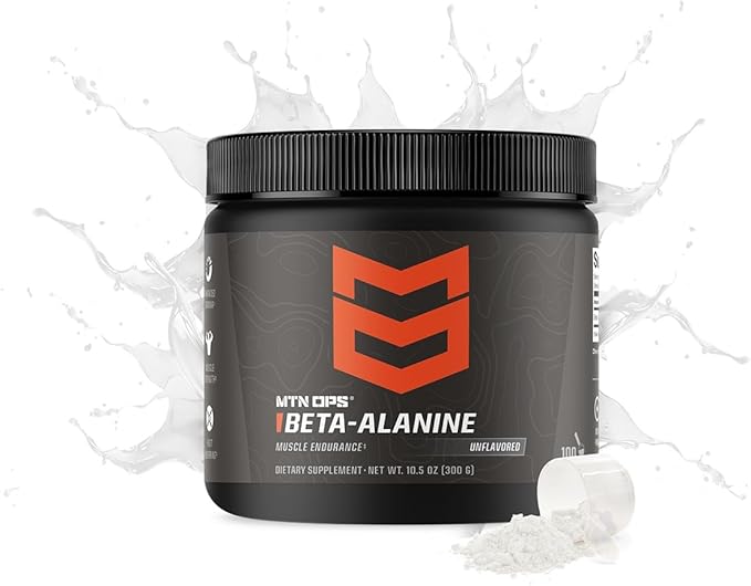 MTN OPS Beta Alanine Powder Pre Workout for Muscle Endurance & Strength, 3g of Beta Alanine per Serving, Unflavored 100 Servings