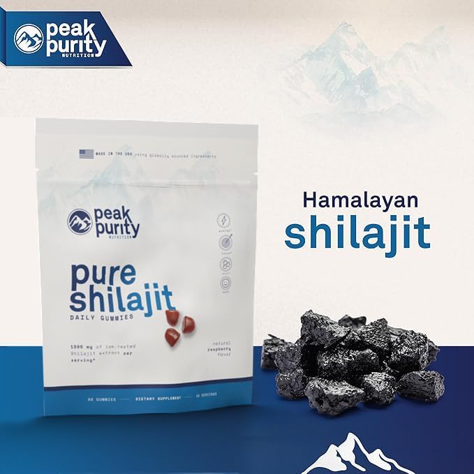 Shilajit Gummies - Pure Himalayan Shilajit for Men, Natural Energy Nootropic Supplement, Shilajit for Women, 85+ Trace Minerals for Focus and Stamina Support, 60 Gummies