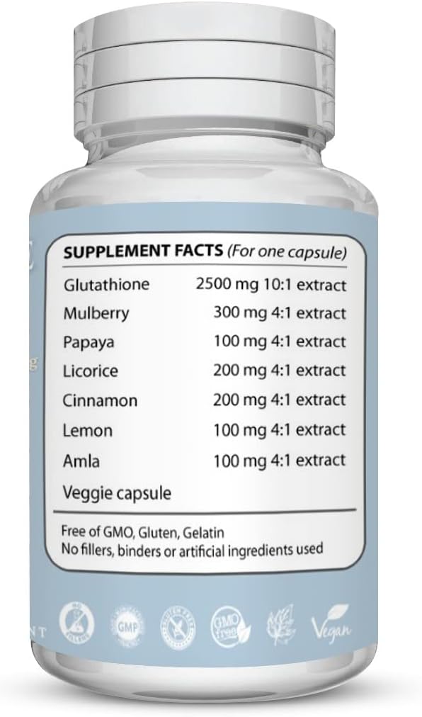 Glutathione Whitening Pills - Recover Your Youth, Get Rid of Dark Spots, Acne Scars & Hyperpigmentation - Natural Skin Whitening Pills – Non-GMO –90 Skin Lightening Capsules