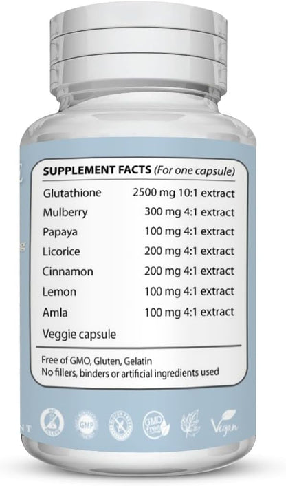 Glutathione Whitening Pills - Recover Your Youth, Get Rid of Dark Spots, Acne Scars & Hyperpigmentation - Natural Skin Whitening Pills – Non-GMO –90 Skin Lightening Capsules
