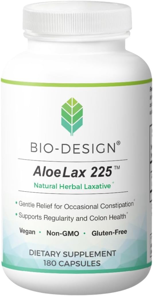 Aloe Lax 225 Relief for Occasional Constipation, with 225mg Natural Aloe ferox, 180 Capsules