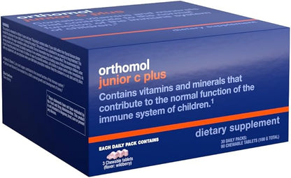 Orthomol Immun Junior C Plus, Kid's Multivitamin, Wildberry Flavor, 30-Day Supply