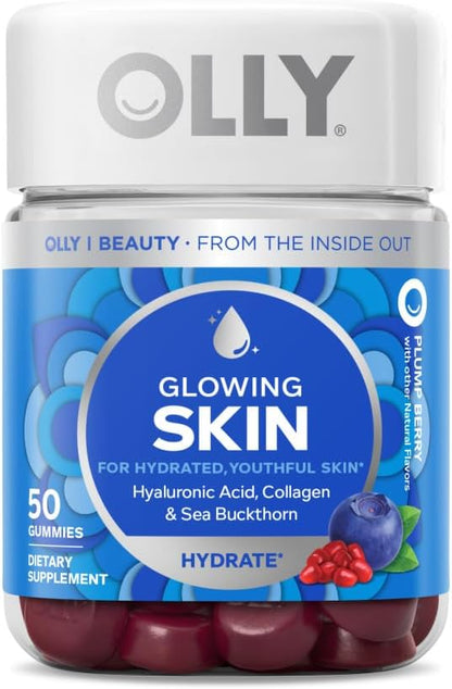 OLLY The Essential Prenatal Gummy Multivitamin, 30 Day Supply (Gummies), Sweet & Glowing Skin Gummy, 25 Day Supply (50 Count), Plump Berry, Hyaluronic Acid, Collagen