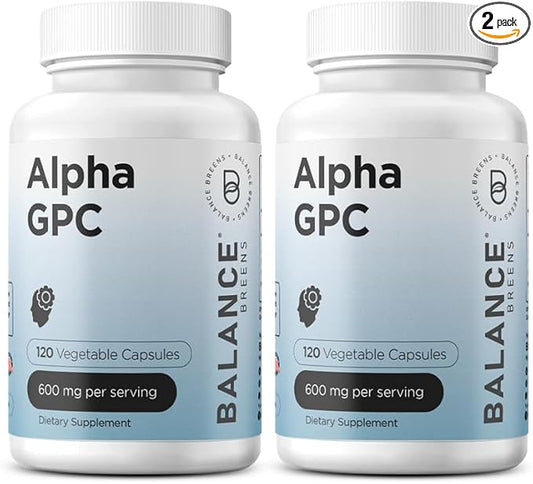 Alpha GPC Choline Supplement 600mg, 120 Veg Capsules - Advanced Memory Formula, Nootropic Brain Support (Pack of 2)