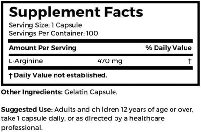 Dr. Clark Arginine, 500mg, 100 Gelatin Gelatin Capsules