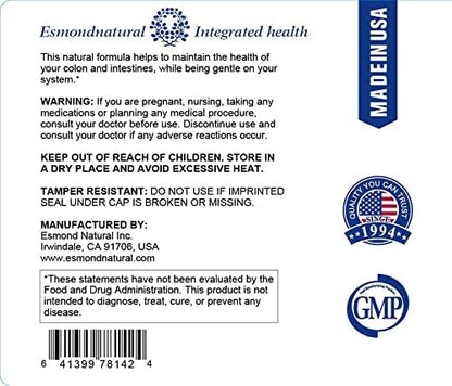 (3 Pack) Esmond Natural: Senna Complex Tablet - Lemon & Green Tea (Bowl Health, Cleansing & Regularity), GMP, Natural Product Assn Certified, Made in USA - 620mg, 180 Tablets