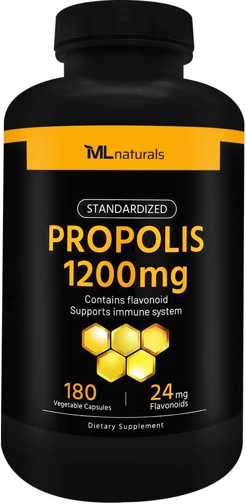 Standardized Propolis 1200 mg 180 Vegetable Capsules. Supports Immune System.