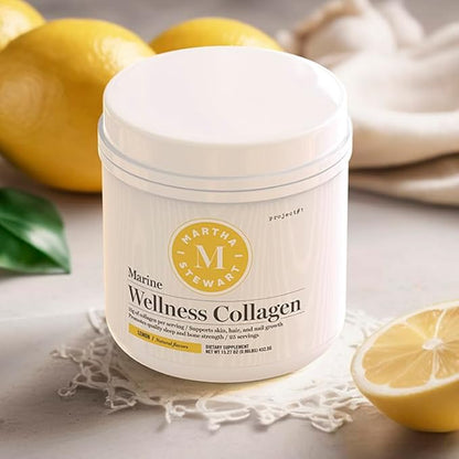 Martha Stewart Collagen Peptides Powder - Multi Collagen for Women | Healthy Supplement for Skin, Hair, Nails, and Bone Strength | 15g Protein | Lemon | 25 Servings