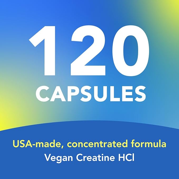 AMANDEAN Creatine HCl Pills. American Made CON-CRET. 120 Capsules. 7X Concentrated vs Monohydrate Powder. No Bloat. Muscle, Energy, Cognitive, Recovery Support for Men & Women. Gluten Free, Non-GMO.