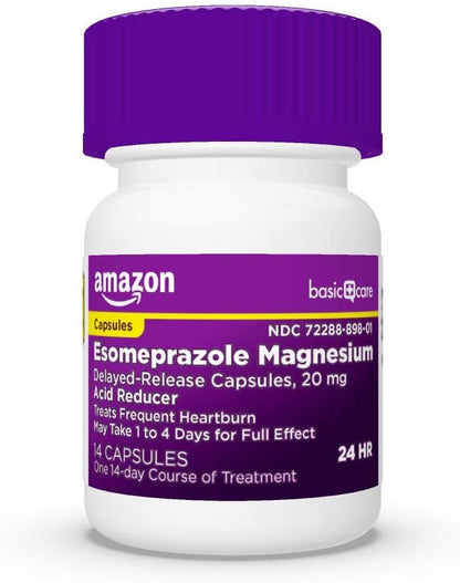 Amazon Basic Care Esomeprazole Magnesium Delayed Release Capsules, 20 mg, Acid Reducer, 14 Count