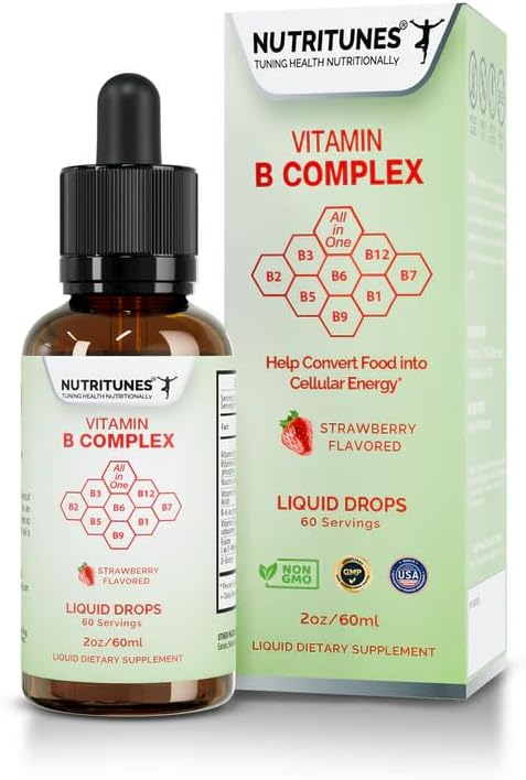 Liquid Vitamin B Complex – High-Potency and Complete B-Vitamin Drops for Energy, Metabolism, and Nervous System Support – Strawberry Flavored, Non-GMO, Sugar-Free – 60 Servings (2oz)