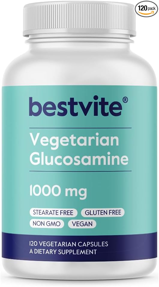 BESTVITE Vegetarian Glucosamine 1000mg (120 Vegetarian Capsules) - No Stearates - No Fillers