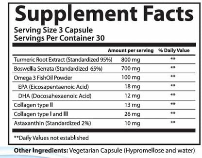 Collagen Supplements for Bone Formation - Joint Support Supplement with Omega 3 Fatty Acids, Promotes Healthy Bones & Joints, Supports Structural Health, 90 Capsules