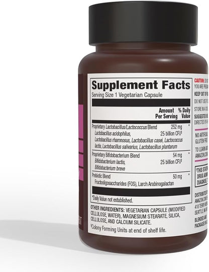 Amazon Elements One Daily Women's Probiotic, Support Urinary Tract and Vaginal Health, 50 Billion CFU (7 strains), Lactobaccilus and Bifidobacteria blend, 30 Capsules