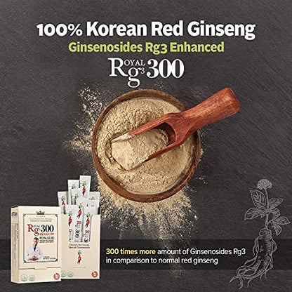 Premium RG3 300 Korean Red Ginseng Powder - Enhanced Ginsenosides (50mg Rg3/Sachet), Made in Korea, 10 Sachets