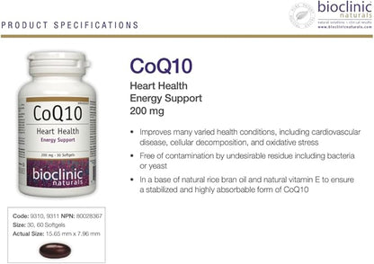 Bioclinic Naturals CoQ10 200 mg 30 gels