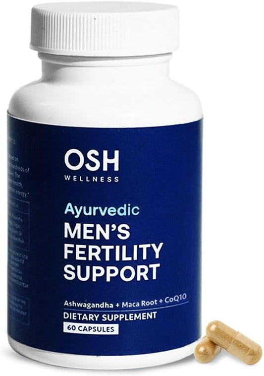 Men’s Fertility Support & Prenatal Vitamins – Ayurvedic Male Fertility Supplement for Conception, Sperm Count, Motility & Volume – with Ashwagandha, Maca, CoQ10, Zinc – 60 Vegan Capsules