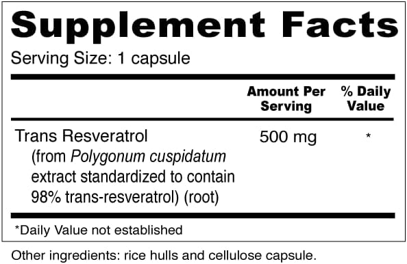 Wellness Resources Resveratrol Ultra 500 - High Potency 98% Trans-Resveratrol 500mg Per Capsule (90 Capsules) - Bioactive Resveratrol Supplement