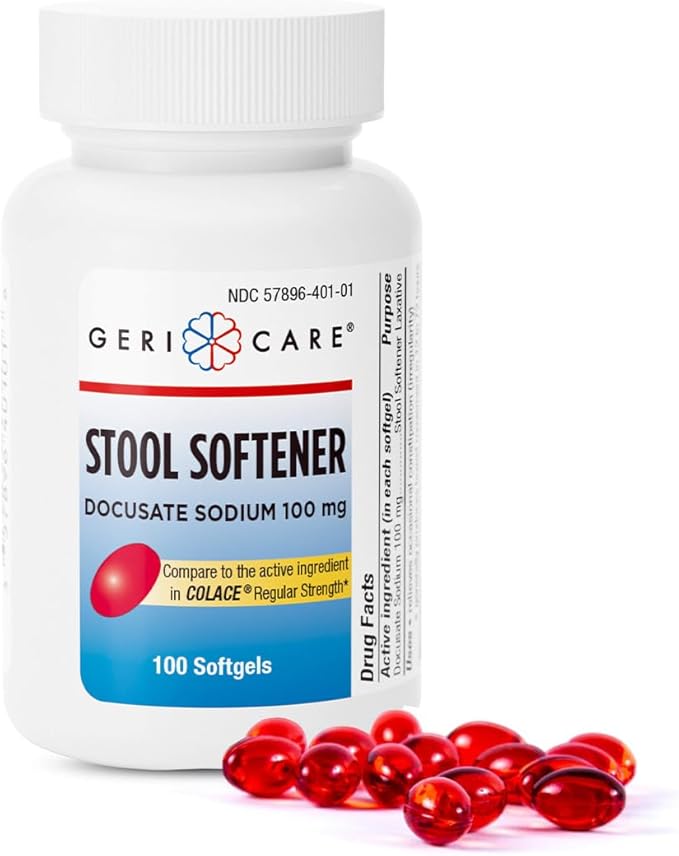 Docusate Sodium Stool Softener - 100mg Gentle Stimulant Laxative Softgels for Men & Women- Constipation Relief - Adults Daily Bowel Movement Laxative