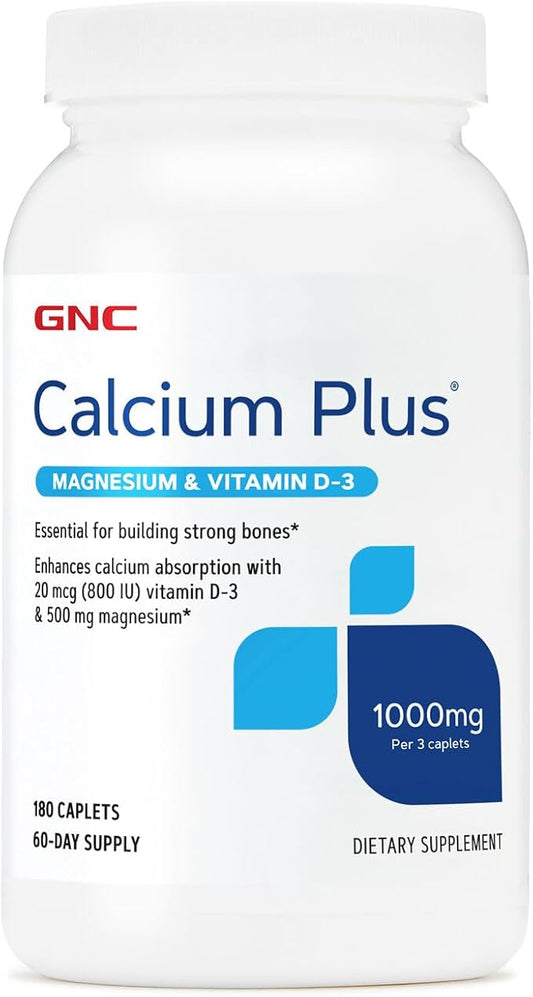 GNC Calcium Plus Magnesium & Vitamin D-3 1000mg | Essential for Building Strong Bones | 180 Count