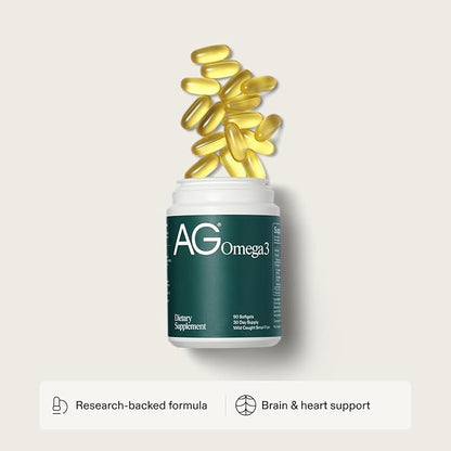 AG1 Omega 3 Fish Oil Softgels – 2000mg EPA & DHA from Wild-Caught Fish | 90 Capsules | Athletic Greens Supplement