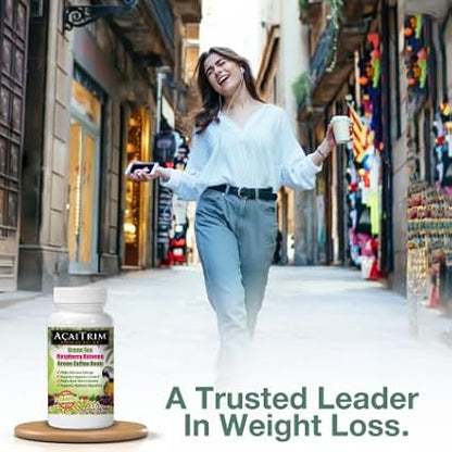 AcaiTrim- Weight Loss Supplement- Green Tea Extract, Green Coffee Bean Extract, Raspberry Ketones, Acai, & Probiotics – Supports Metabolism & Energy for Men & Women- 60 Acai Berry Capsules