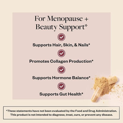 MENOLABS MenoGlow Dietary Supplement for Menopause Relief - 60 Capsules - Nutritional Supplement With Vitamin C & Hyaluronic Acid, Supports Hair, Skin & Nails Reduces Hot Flashes & Supports Gut Health
