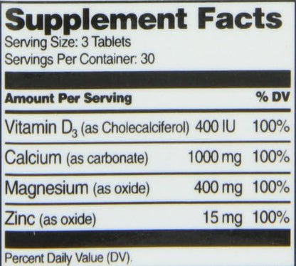 21st Century Cal Mag Zinc +D Tablets, 90 Count (Pack of 2)