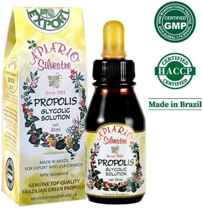 Official Distributor - 25 Bottles of Apiario Silvestre Brazilian Green Bee Propolis Liquid Glycolic Extract-Non Alcoholic, Wax Free, Sugar Free