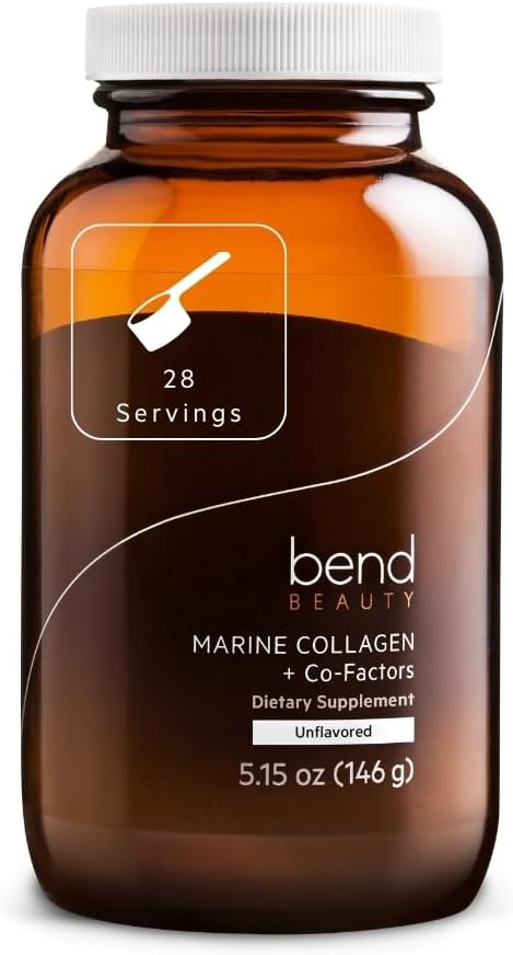 Bend Beauty Marine Collagen + Co-Factors | Unflavored Collagen Powder | Hydrolyzed Collagen Supplement | Fish Collagen Peptides + Silicon + Vitamin C | Supports Healthy Skin, Hair and Nails