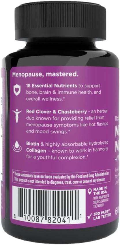 Hyland's Rock On Menopause and Youthful Skin Care Multivitamin for Women with Immune Support, 60 Capsules, Menopause Relief for Women with Biotin, Collagen, and Red Clover (Pack of 2)