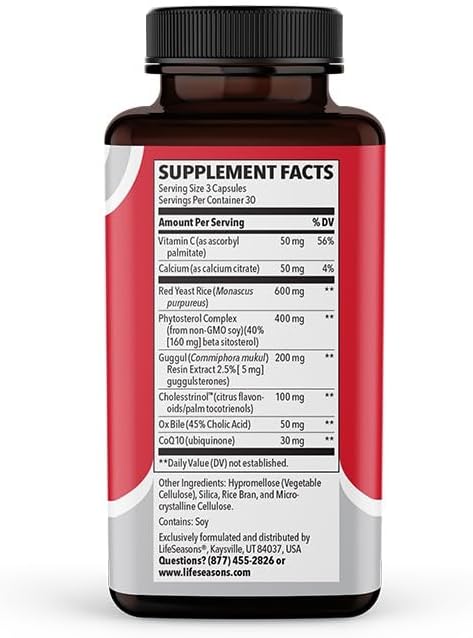 Choles-T - Cholesterol Support Supplement - Promotes Healthy Heart & Liver Function - Maintains Normal Levels - Red Yeast Rice, CoQ10, Guggul & Phytosterols - 90 Capsules